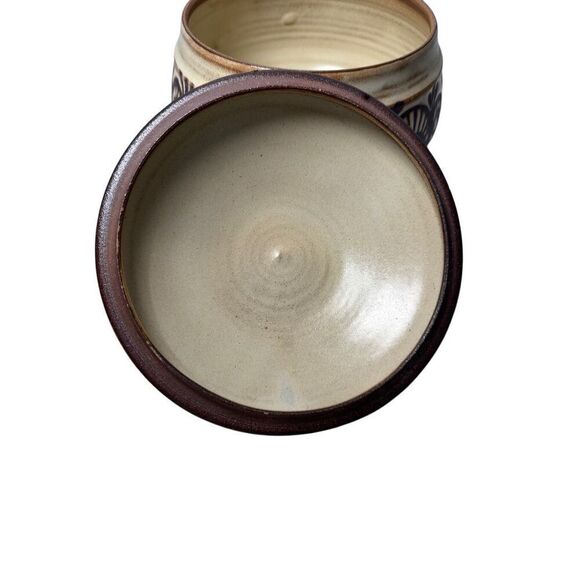 Hamilton Vtg 1989 Glazed Pottery brown & tan Botanical Motif #M-1846 - Picture 8 of 10